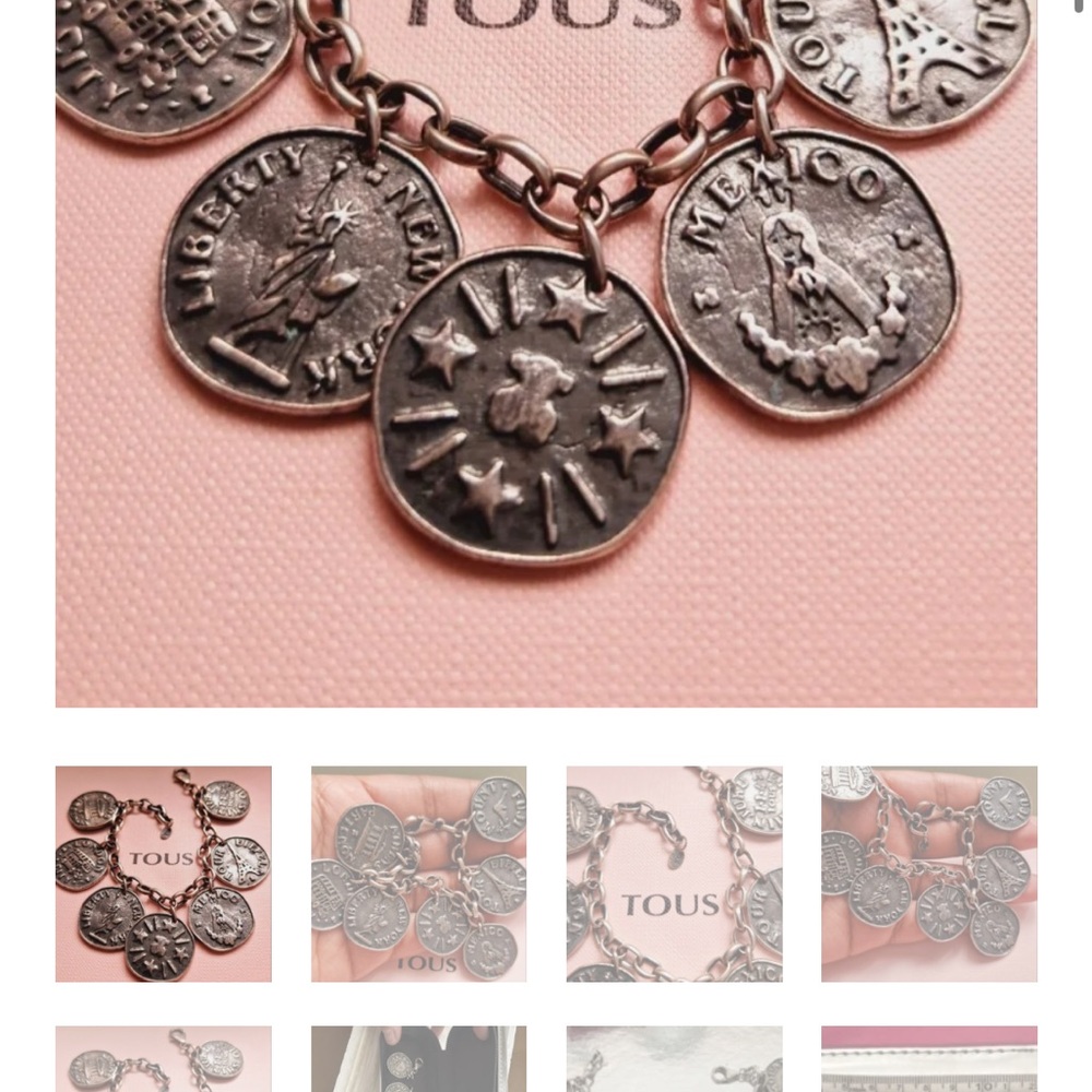 Tous Silver Coin Charm Bracelet